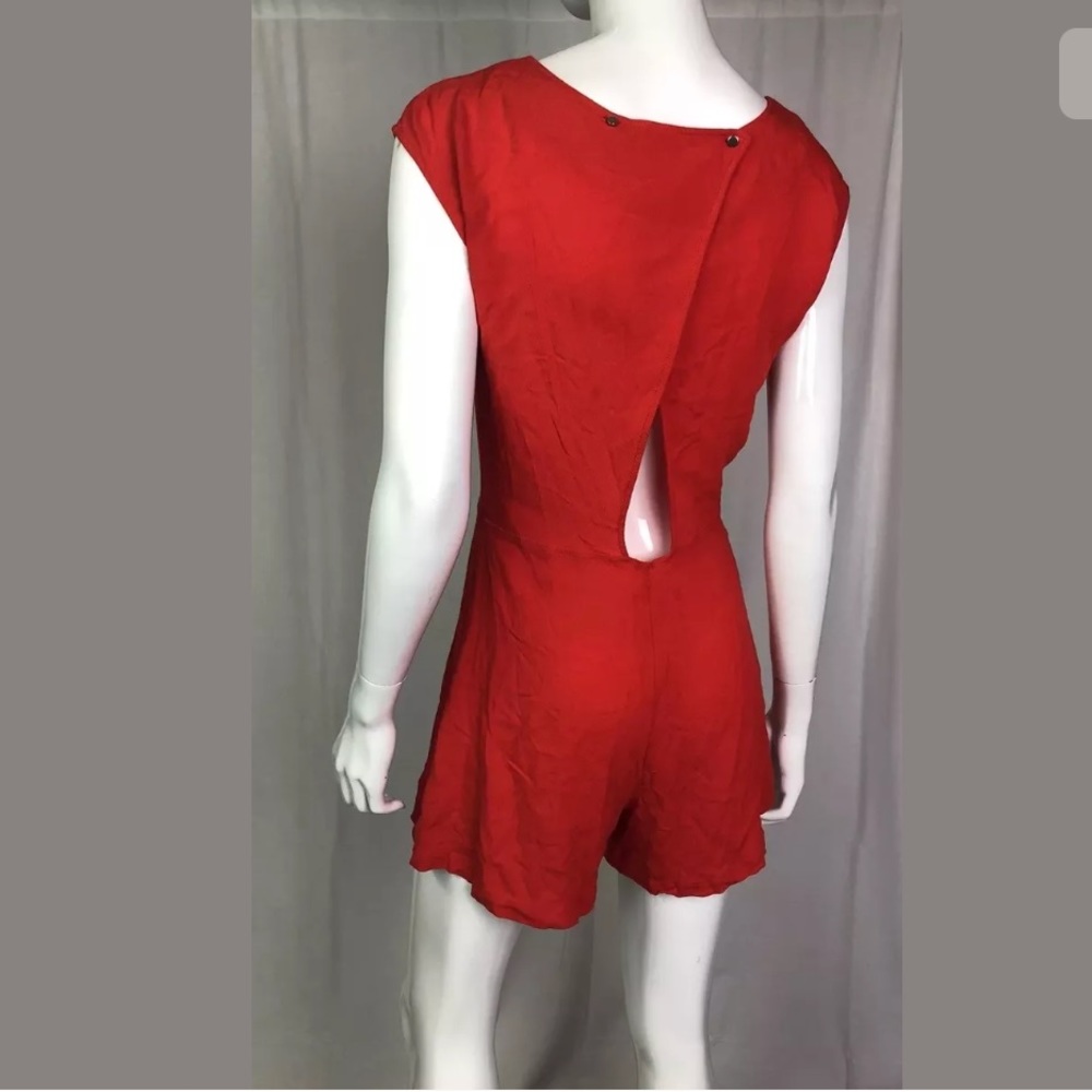 Zara Basic Collection Small Open Back Red Romper - image 2